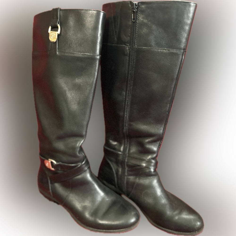 🔥🔥 Black Leather Boots Size 8.5 Medium Width